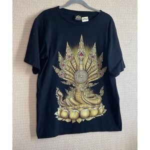 My Dream Seven Headed Snake Gold Vintage Logo Men's Size L Black T-Shirt
